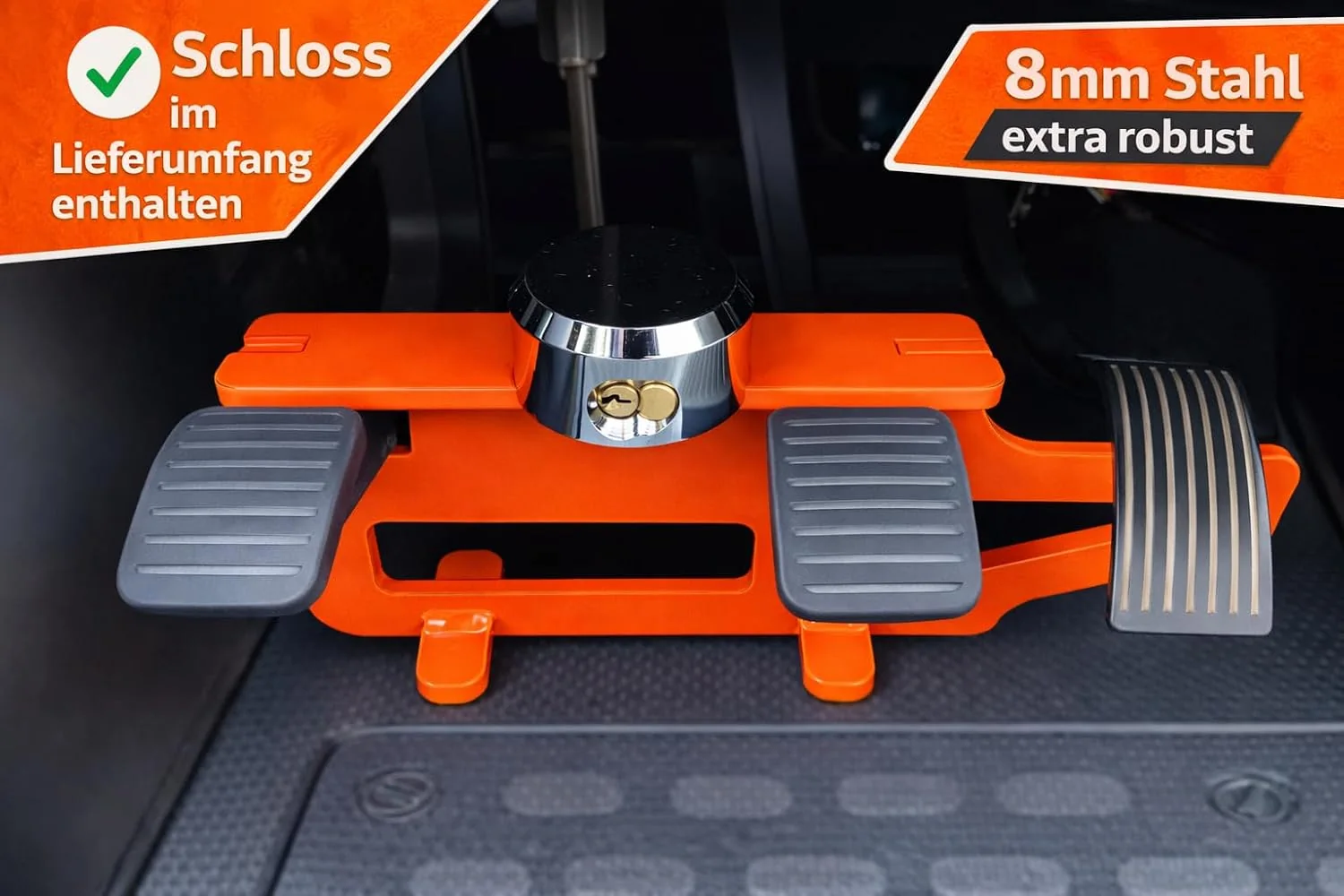 WOMOFIX PedalLock Pedalsperre mit Schloss im Fußraum eines Fiat Ducato